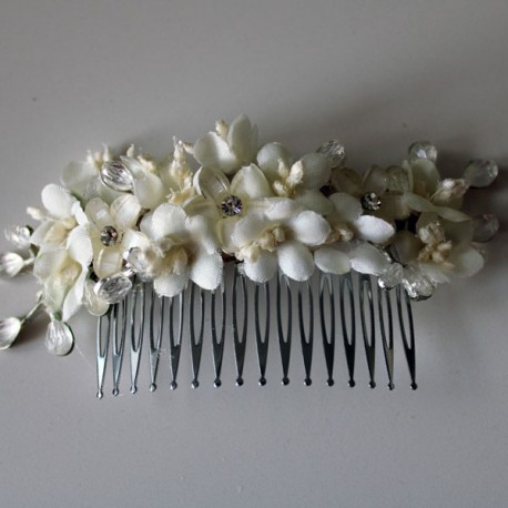Ligeramente Arte Stratford on Avon peineta de flores metal tipo nacar con flor mini marfil para novias y fiesta