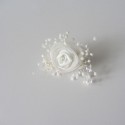 Pack 6 satin flowers with ivory organza with ivory seeds