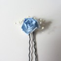 Pack 6 small flowers in gray-blue with ivory seed