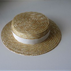 Canotier with ivory ribbon
