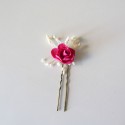 Pack 6 small flowers in magenta with ivory seed