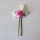 Pack 6 small flowers in pink with ivory seed