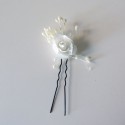 Pack 6 small flowers in white with ivory seed