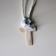 Big cross nacre with white and blue flowers