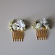 Two camel and vanilla flower comb for communion and wedding