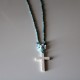 Necklace with cross Off white and blue