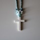 Necklace with cross Off white and blue