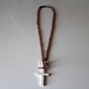 Necklace with cross Off white and pink