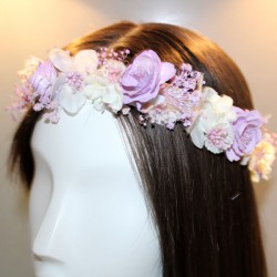 Flower potpourri crown mauve, vanilla and off-white for girls communion and flower