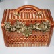 Wicker bag with gold flowers