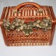 Wicker bag with gold flowers