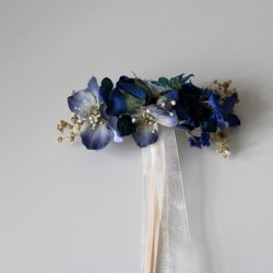 Large dark blue flower barrette