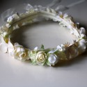 Ivory and camel flower potpourri crown for communion and flower girls