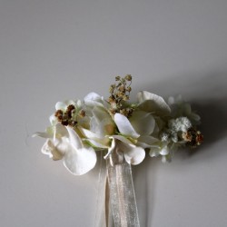 Ivory and camel flower barrette.