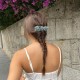 Silver barrette, crystal and blue seeds